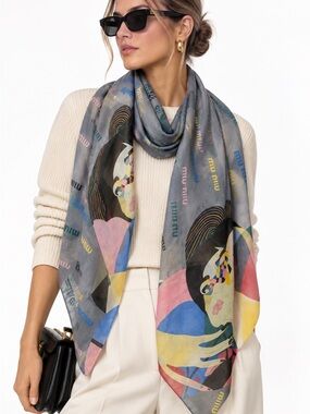 MIU MIU Multicolor Graphic Scarf